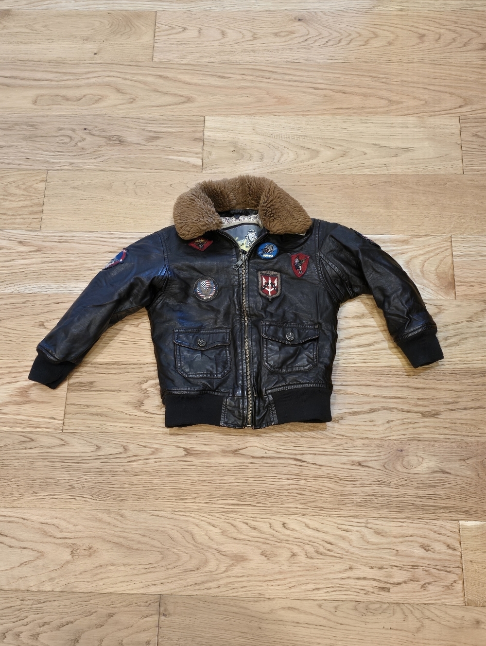 Top Gun Faux Leather Bomber Jacket sz 4 RAF Airforce Coat